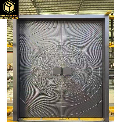 Κουμπή Μαύρη ξύλινη αλουμινένια πόρτα κήπου Αθόρυβη αλουμινένια πόρτες εισόδου